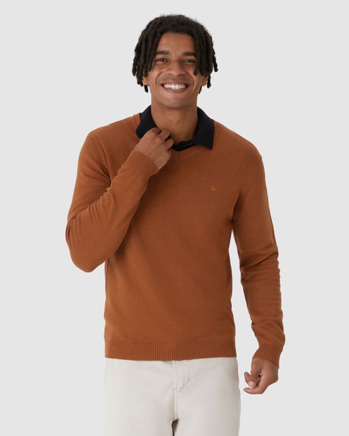 Suéter Básico Masculino Decote V Em Tricô