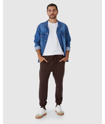 Calça Básica Masculina Jogger Em Moletom Sem Flanela