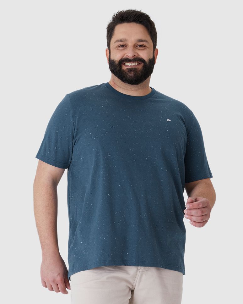 Camiseta Básica Masculina Plus Size Com Bordado Em Malha Botonê