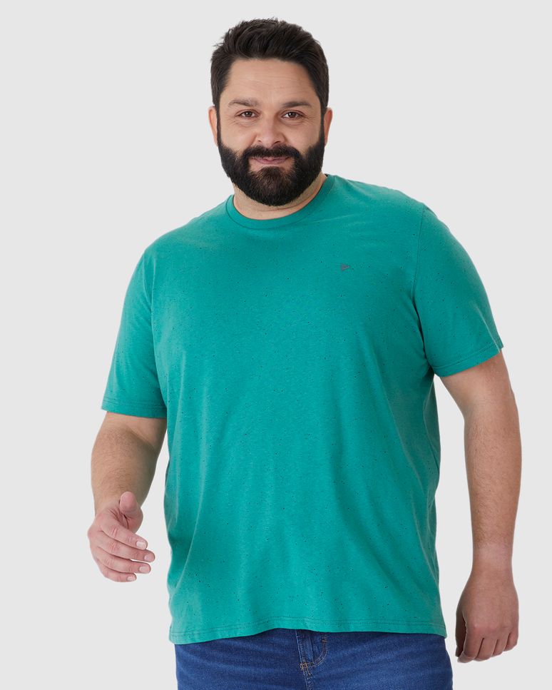 Camiseta Básica Masculina Plus Size Com Bordado Em Malha Botonê