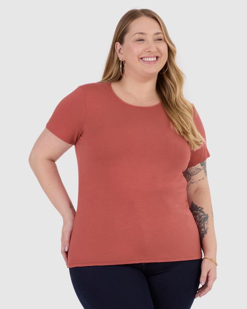 Blusa Feminina Plus Size Em Malha Viscolinho Stretch