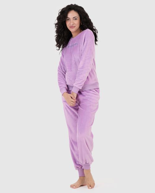Pijama Feminino Blusão Manga Longa Positivity Em Fleece