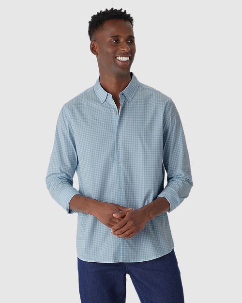Camisa Masculina Regular Manga Longa Botões Frontais Em Tricoline