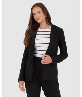 Blazer Feminino Alongado Em Tecido Viscose Com Elastano