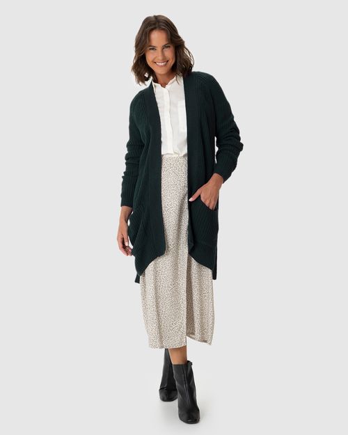 Cardigan Feminino Transpassado Com Cinto Em Tricô