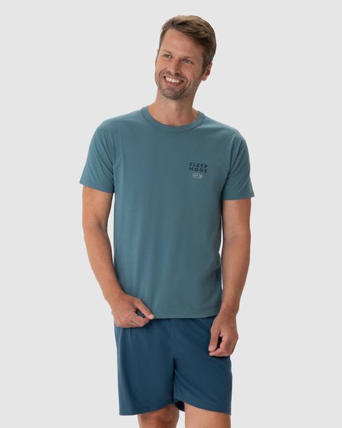 Pijama Masculino Camiseta Sleep Mode Em Algodão