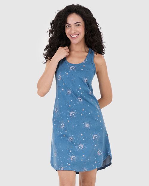 Camisola Feminina Sem Manga Estampada Em Algodão