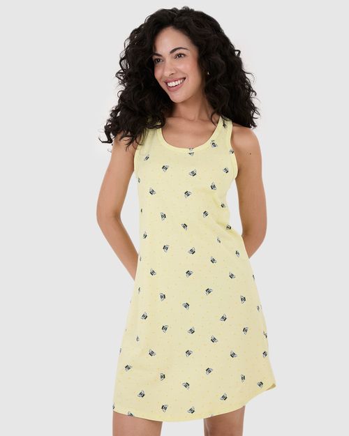 Camisola Feminina Sem Manga Estampada Em Algodão