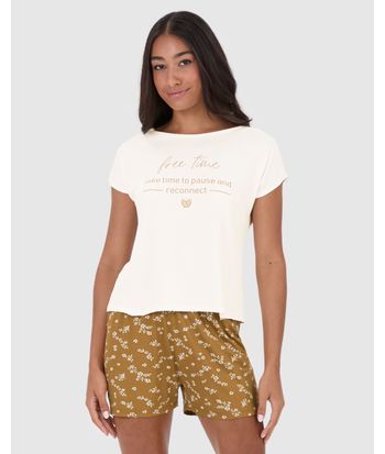 Pijama Feminino Free Time Take Time To Pause And Reconnect Em Viscose Stretch