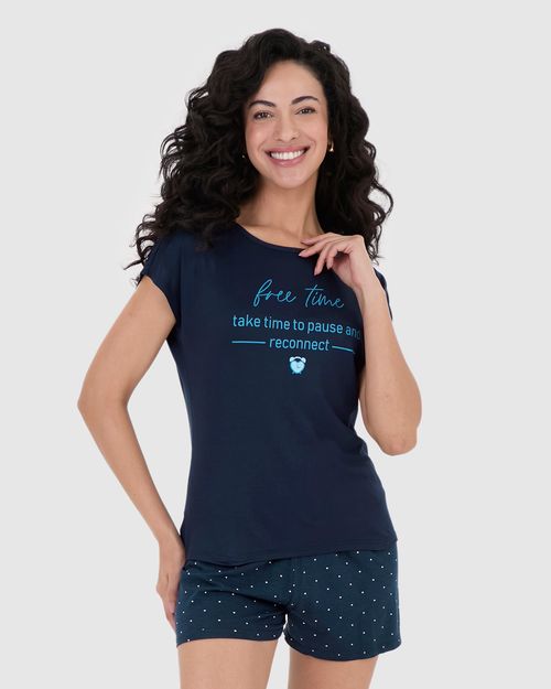 Pijama Feminino Free Time Take Time To Pause And Reconnect Em Viscose Stretch