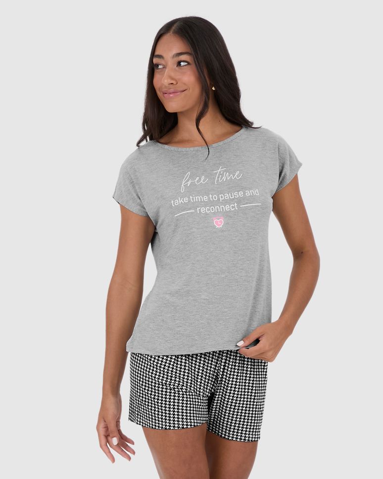 Pijama Feminino Free Time Take Time To Pause And Reconnect Em Viscose Stretch