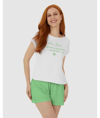 Pijama Feminino Free Time Take Time To Pause And Reconnect Em Viscose Stretch