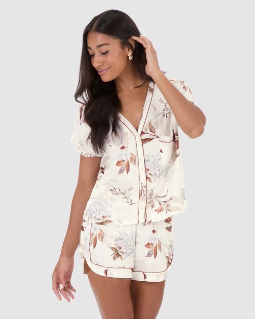 Pijama Feminino Blusa Botões Frontais E Bolso Funcional Em Viscose Stretch
