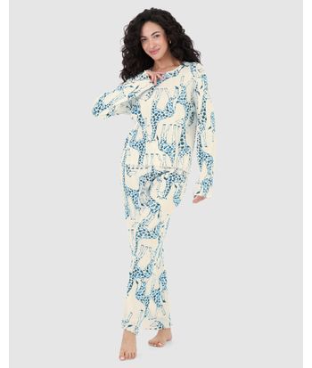 Pijama Feminino Blusa E Calça Estampada Em Malha Jacquard