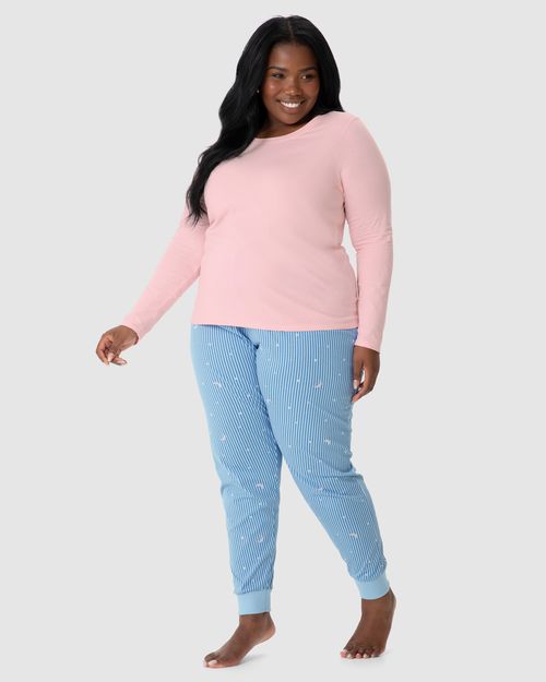 Pijama Feminino Plus Size Calça Estampada Em Algodão