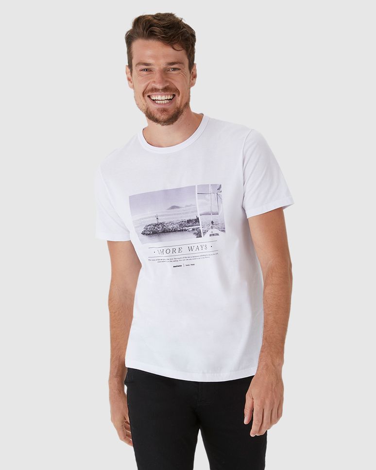 Camiseta Masculina Manga Curta Com Estampa Em Algodão