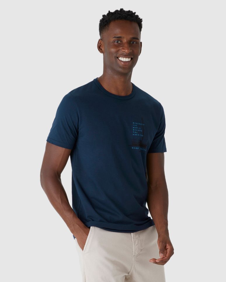 Camiseta Masculina Manga Curta Com Estampa Em Algodão