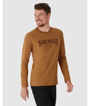 Camiseta Masculina Manga Longa Com Estampa Em Algodão