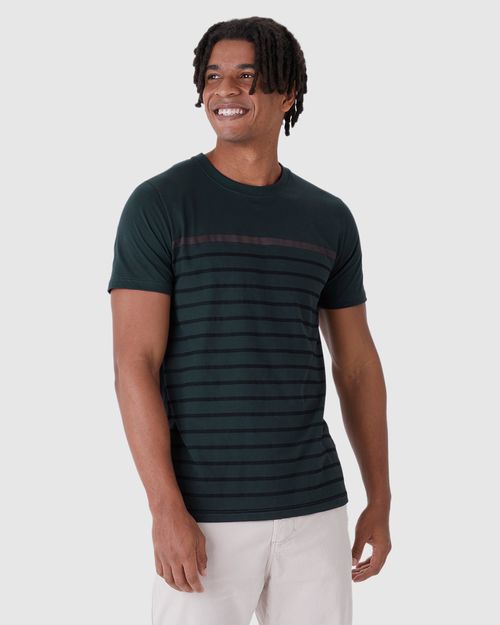 Camiseta Masculina Estampa Listrada Em Algodão