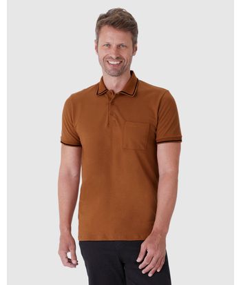 Camisa Polo Masculina Slim Bolso Funcional Em Piquet Stretch