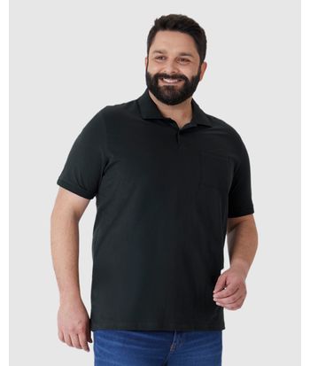 Camisa Polo Masculina Plus Size Com Bolso Funcional Em Algodão