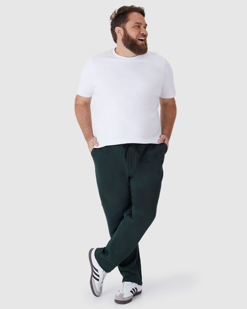 Calça Masculina Plus Size Reta Em Moletom Flanelado