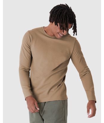 Camiseta Masculina Slim Manga Longa Bordado Peitoral Em Moletom Piquet