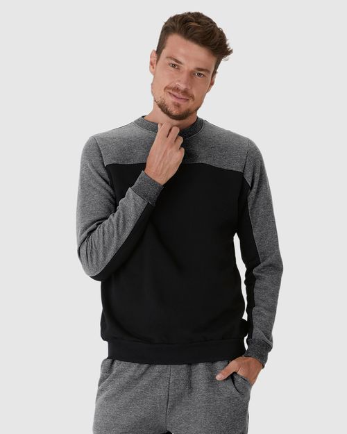Blusão Masculino Bicolor Em Moletom Flanelado