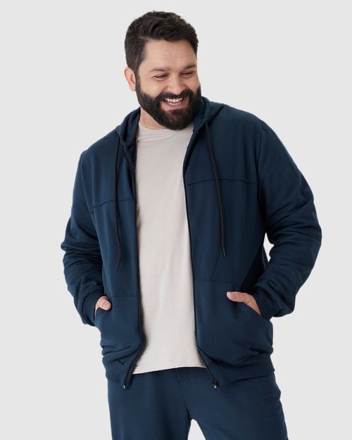 Jaqueta Masculina Plus Size Com Capuz E Cadarço Em Moletom Flanelado