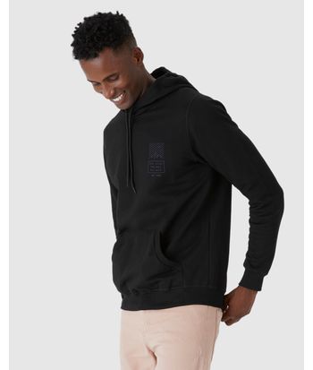 Blusão Masculino Com Capuz Estampa Lettering Em Moletom Flanelado