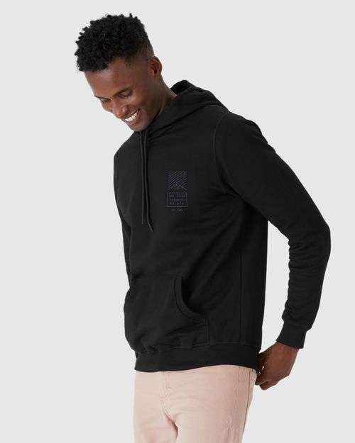 Blusão Masculino Com Capuz Estampa Lettering Em Moletom Flanelado
