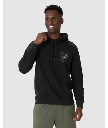 Blusão Masculino Estampa Frontal Com Capuz E Bolso Canguru Em Moletom