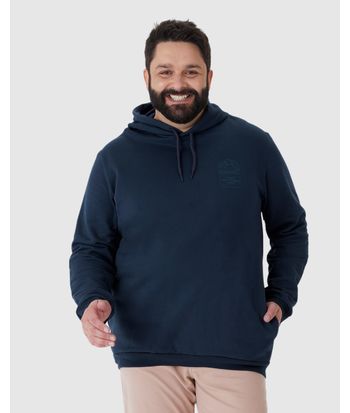 Blusão Masculino Plus Size Capuz E Estampa Frontal Em Moletom Flanelado