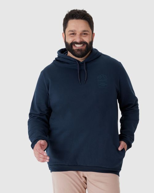Blusão Masculino Plus Size Capuz E Estampa Frontal Em Moletom Flanelado