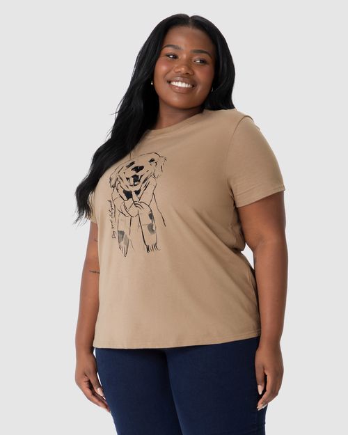 Camiseta Feminina Plus Size Dog Smile Best Smile Em Algodão