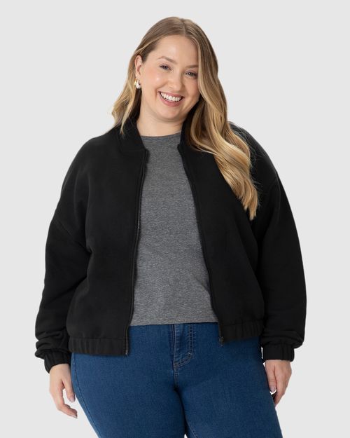 Jaqueta Bomber Feminina Plus Size Em Moletom Comfy Flanelado
