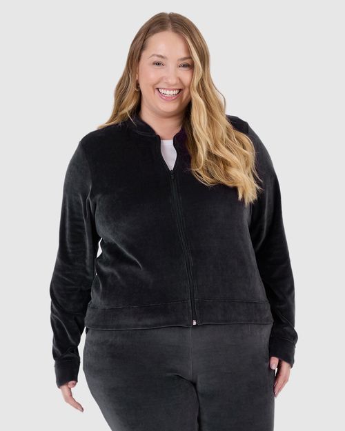 Jaqueta Feminina Plus Size Tradicional Em Malha Plush