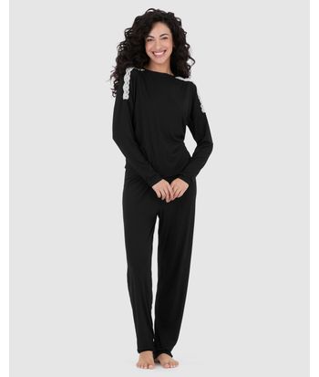 Pijama Feminino Blusa Ombro Com Detalhe Renda Em Viscose Stretch