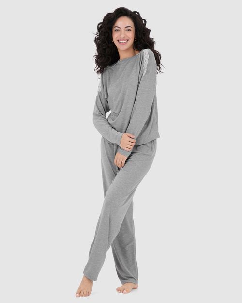 Pijama Feminino Blusa Ombro Com Detalhe Renda Em Viscose Stretch