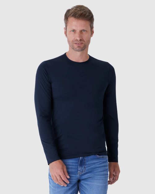Camiseta Básica Masculina Decote Redondo Manga Longa Em Malha Térmica