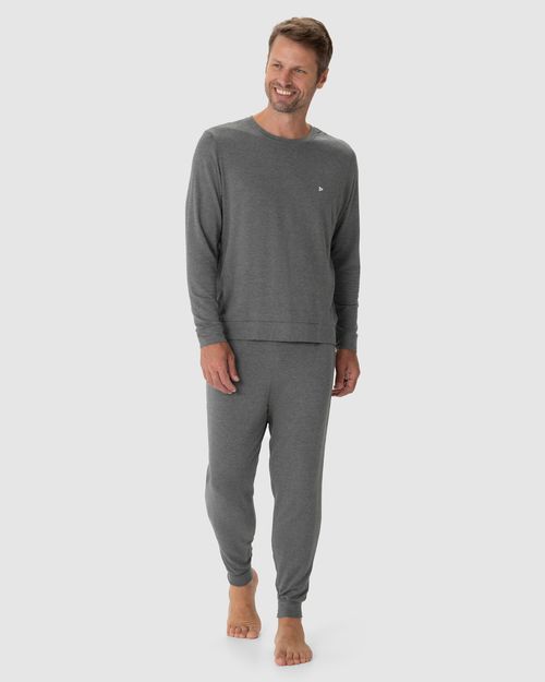 Pijama Masculino Camiseta Manga Longa E Calça Em Moletinho De Viscose