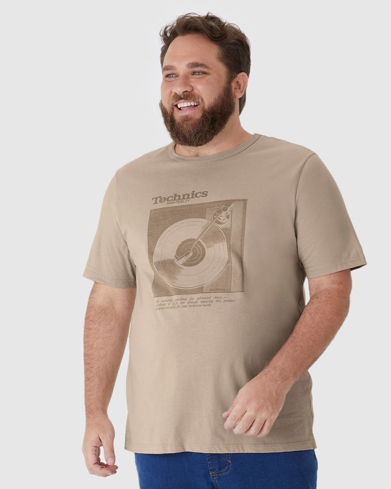 Camiseta Masculina Plus Size Manga Curta Estampa Frontal Em Algodão