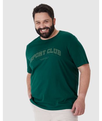 Camiseta Masculina Plus Size Manga Curta Estampa Frontal Em Algodão