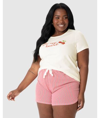 Pijama Feminino Plus Size Be My Heart Em Algodão