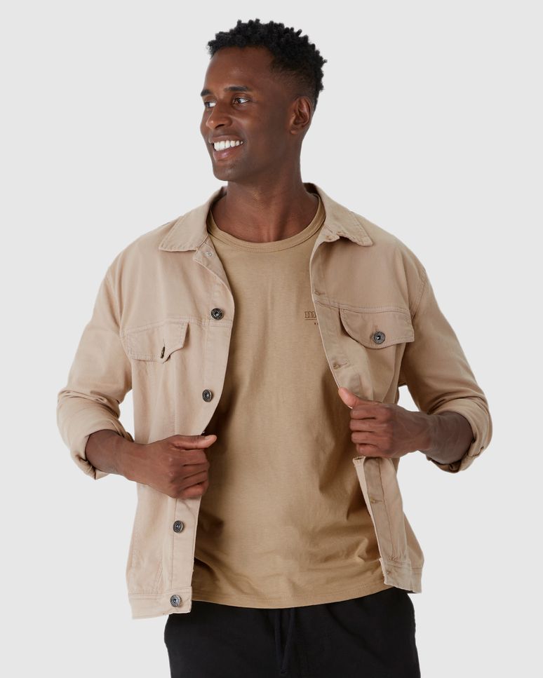 Jaqueta Masculina Tradicional Abotoamento Frontal Em Sarja Com Elastano