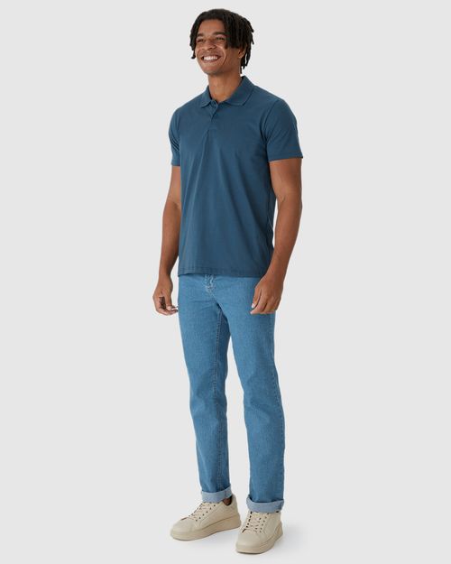 Camisa Polo Básica Masculina Peitilho Frontal Em Algodão