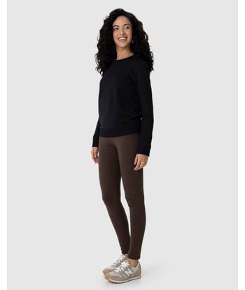 Calça Legging Básica Feminina Em Moletom Stretch Flanelado