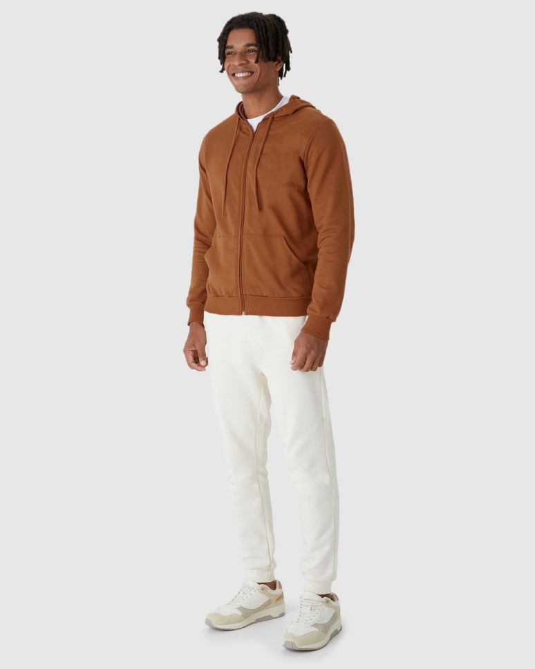 Jaqueta Básica Masculina Com Capuz Em Moletom