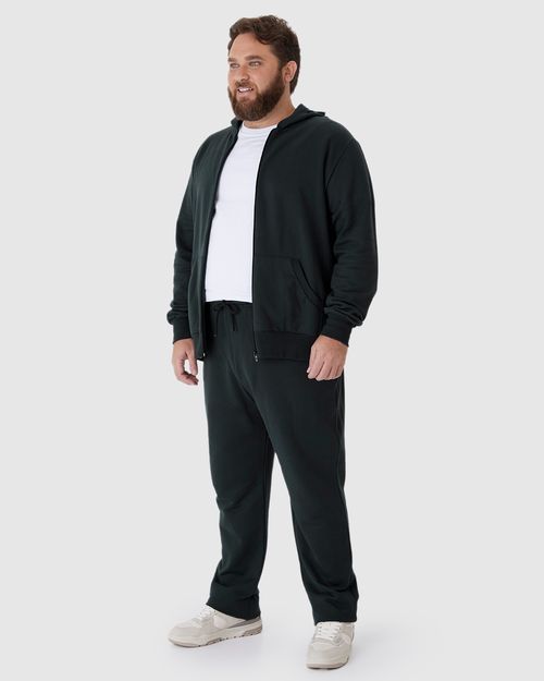 Calça Básica Masculina Plus Size Em Moletom Flanelado
