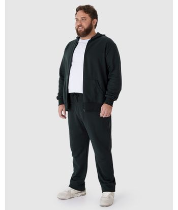 Calça Básica Masculina Plus Size Em Moletom Flanelado